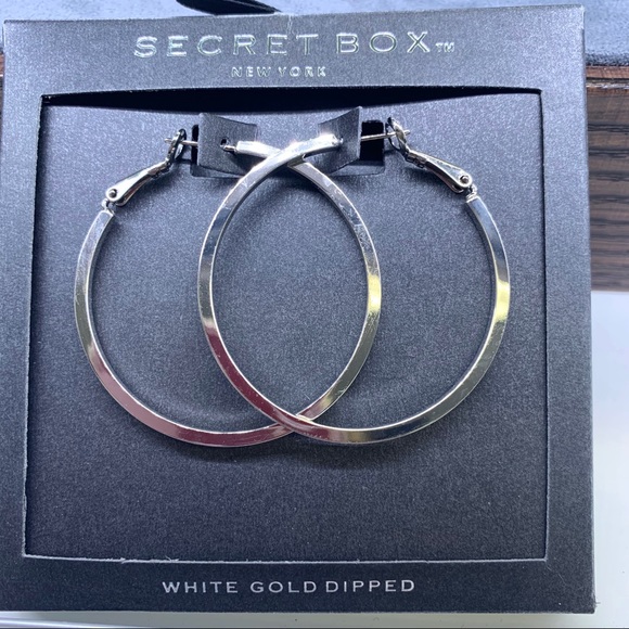 Secret Box Jewelry - Secret Box New York white gold Dipped Hoops